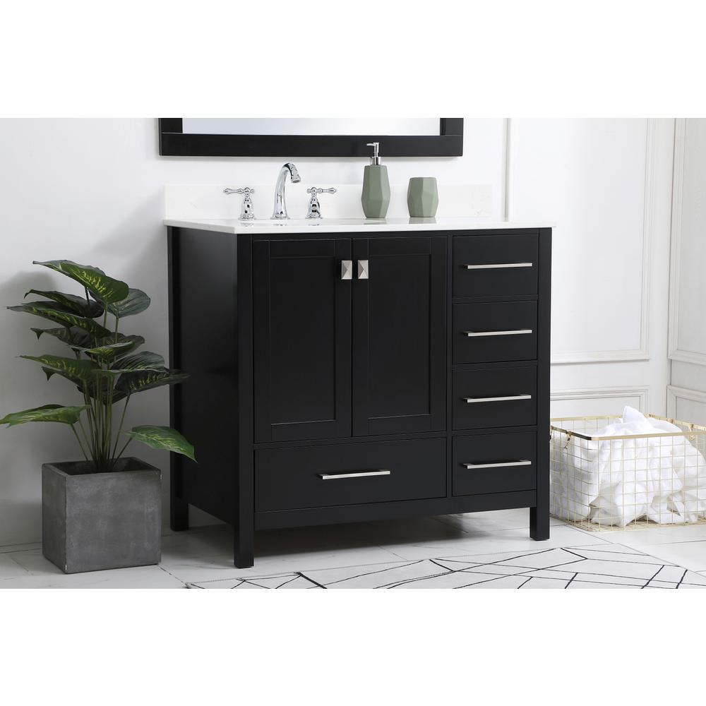 36 inch Single Bathroom Vanity in Black with Backsplash. Picture 2