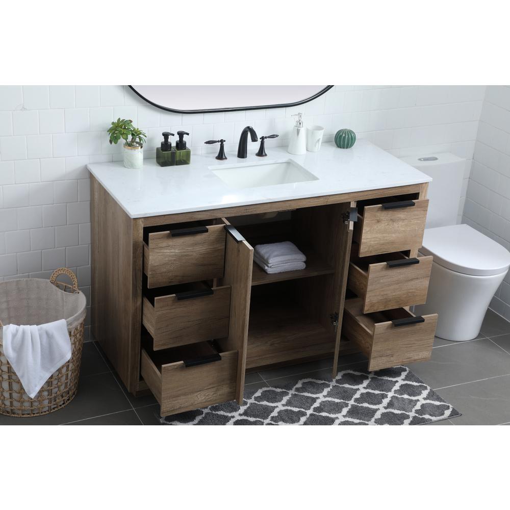 54 Inch SIngle Bathroom Vanity In Natural Oak. Picture 3