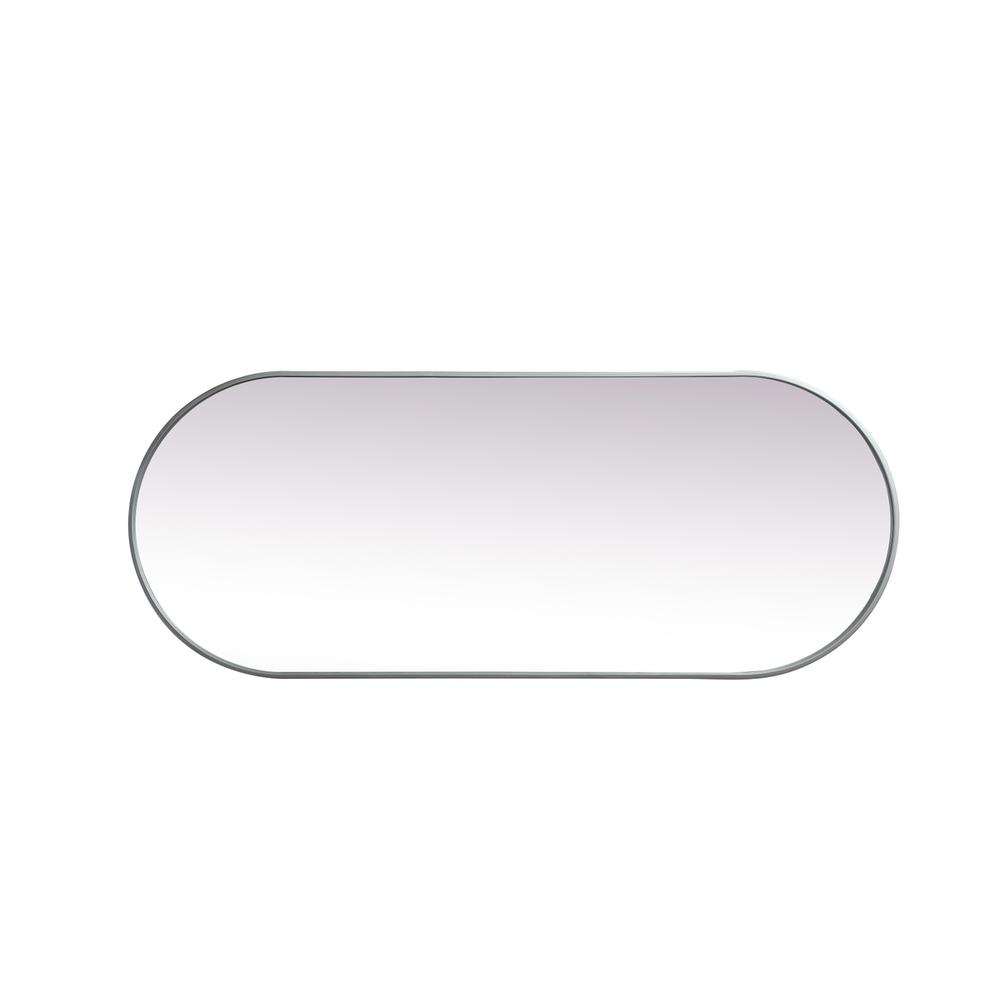 Metal Frame Oval Mirror 24x60 Inch in Silver. Picture 8