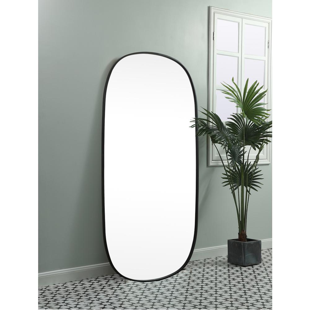 Metal Frame Oval Mirror 30x60 Inch in Black. Picture 4