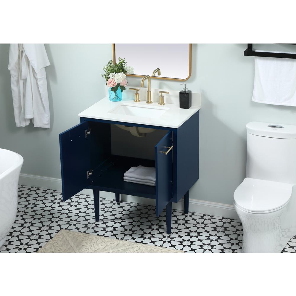 30 inch Single bathroom vanity in blue with backsplash. Picture 3