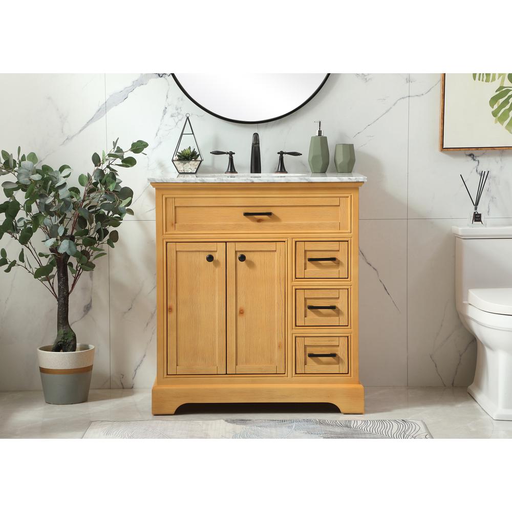 32 inch Single bathroom vanity in natural wood. Picture 14
