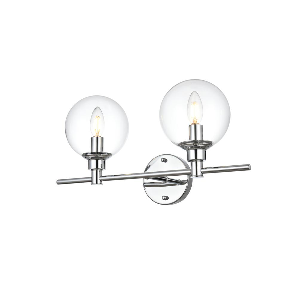 Jaelynn 2 light Chrome and Clear Bath Sconce. Picture 2