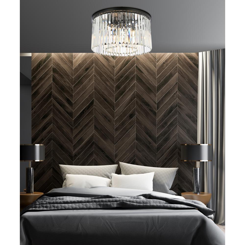 Sydney 8 light Matte Black Flush Mount Clear Royal Cut Crystal. Picture 8