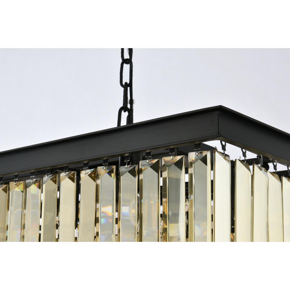 Sydney 12 light Matte Black Chandelier Golden Teak (Smoky) Royal Cut Crystal. Picture 5