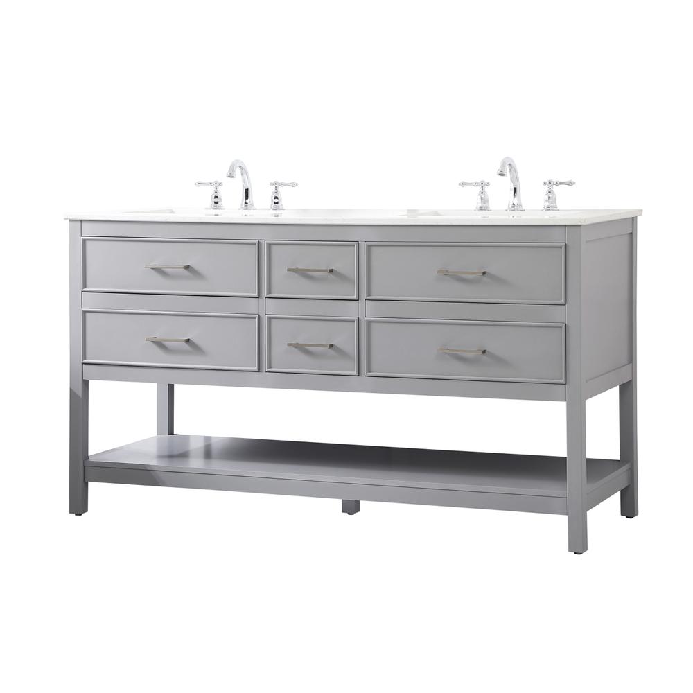 60 inch double bathroom vanity in gray. Picture 7