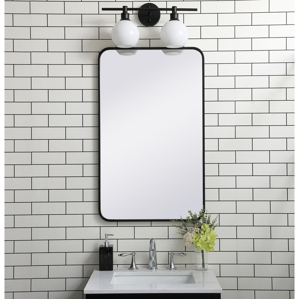 Soft corner metal rectangular mirror 22x36 inch in Black. Picture 9