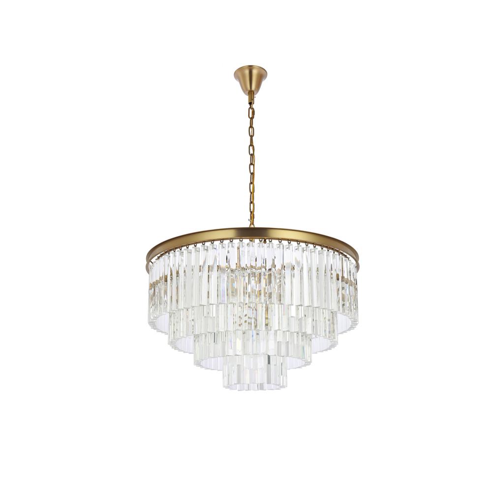 Sydney 32 inch round crystal chandelier in satin gold. Picture 6