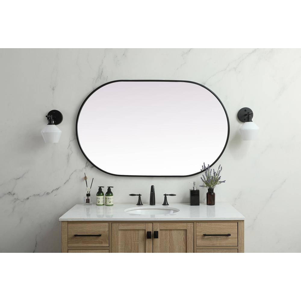 Metal Frame Oval Mirror 30x48 Inch in Black. Picture 11