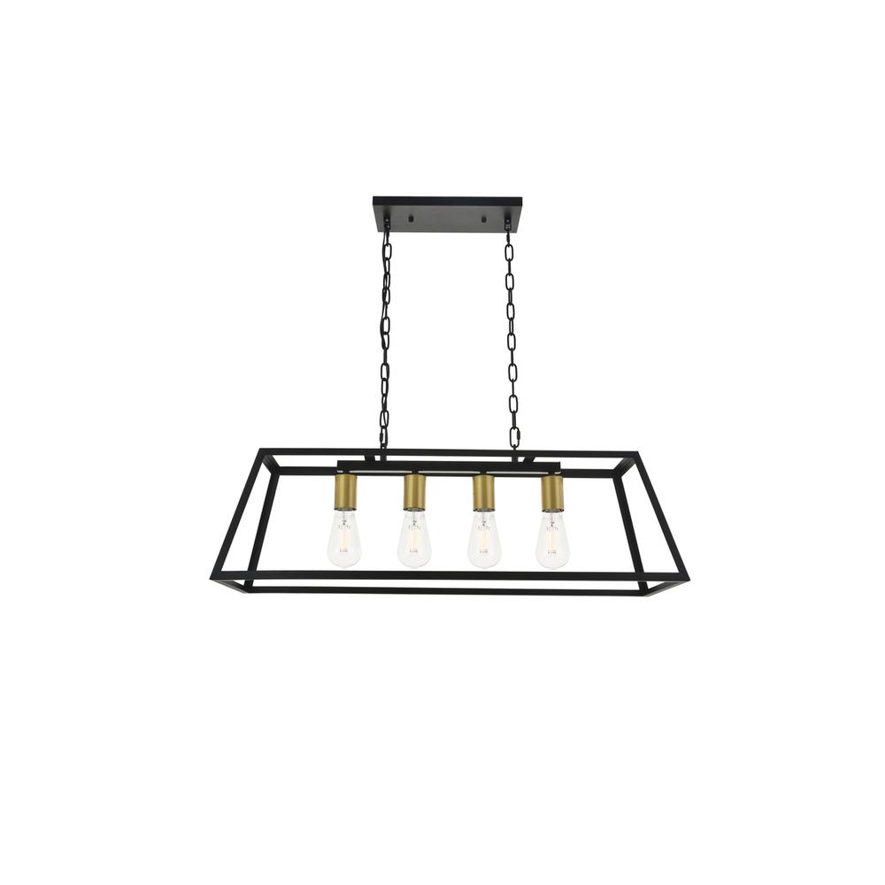 Resolute 4 light brass and black Pendant. Picture 3