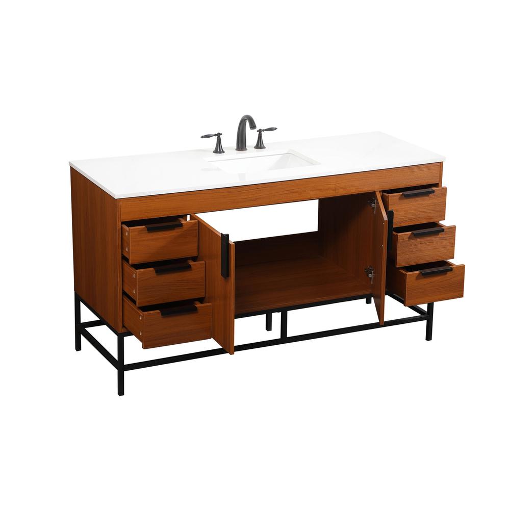 60 inch Single bathroom vanity in teak. Picture 9