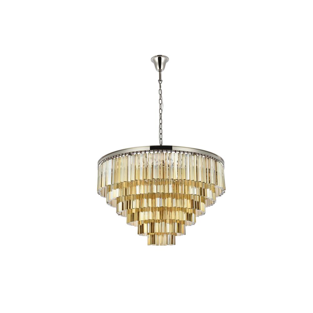 Sydney 33 light polished nickel Chandelier Golden Teak (Smoky) Royal Cut Crystal. Picture 6