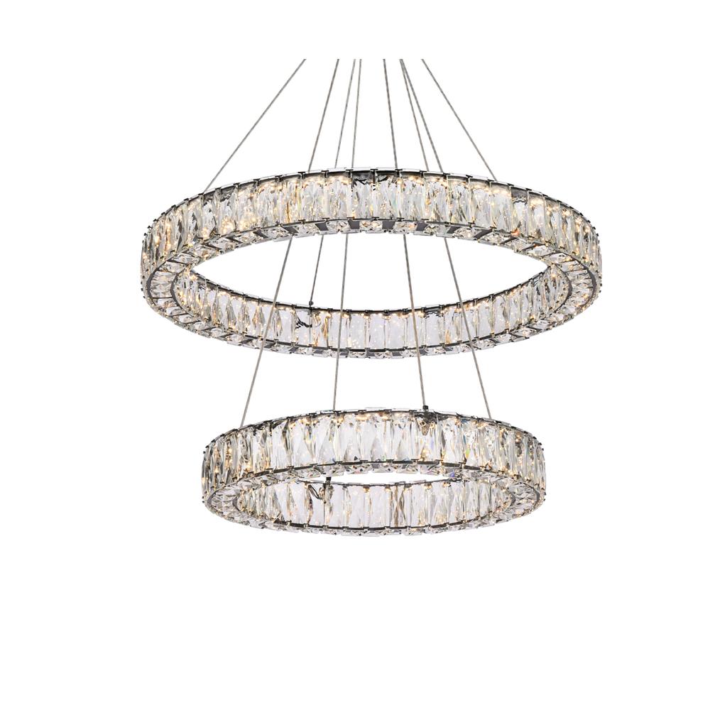 Monroe 28 inch LED double ring chandelier in black. Picture 2