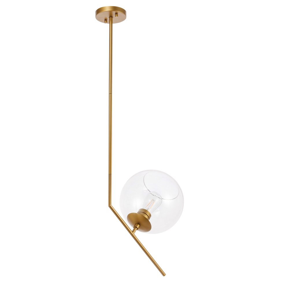 Ryland 1 Light Brassand Clear Glass Pendant. Picture 5