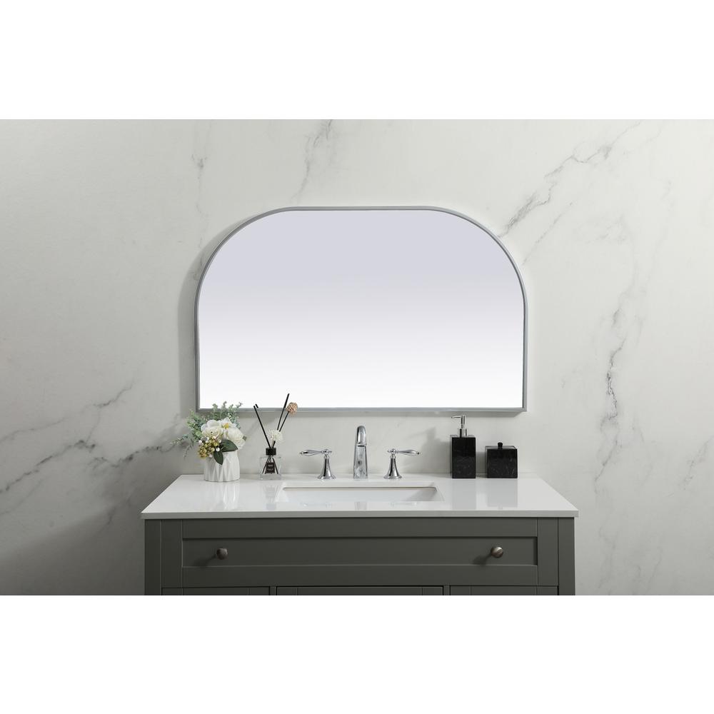 Metal Frame Arch Mirror 39x24 Inch in Silver. Picture 3