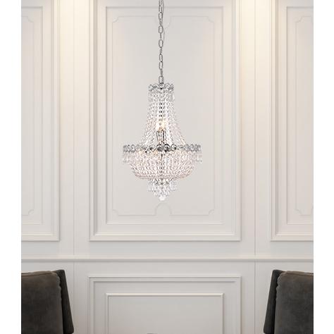 Century 8 light Chrome Pendant Clear Royal Cut Crystal. Picture 7