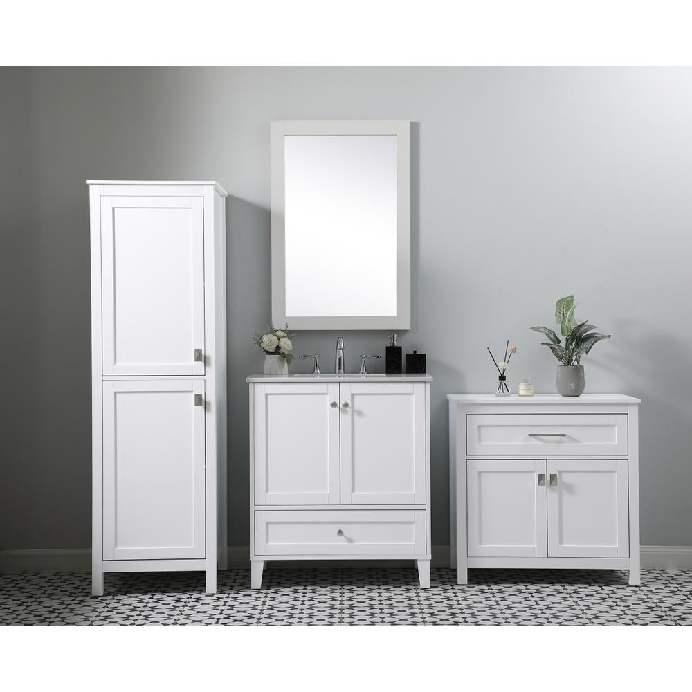 20 Inch Wide Bathroom Linen Storage Freestanding Cabinet In White. Picture 10