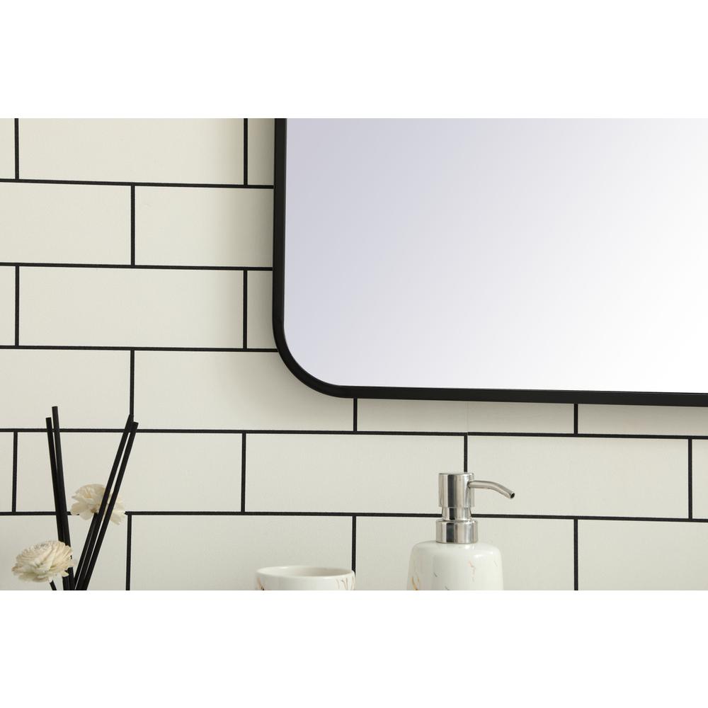 Soft corner metal rectangular mirror 36x40 inch in Black. Picture 3