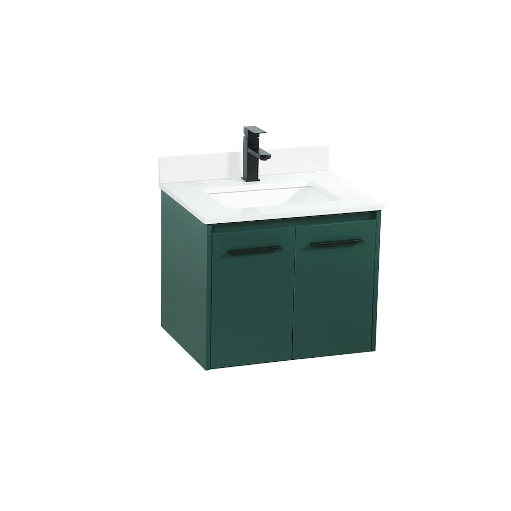 24 Inch Single Bathroom Vanity In Green With Backsplash. Picture 9