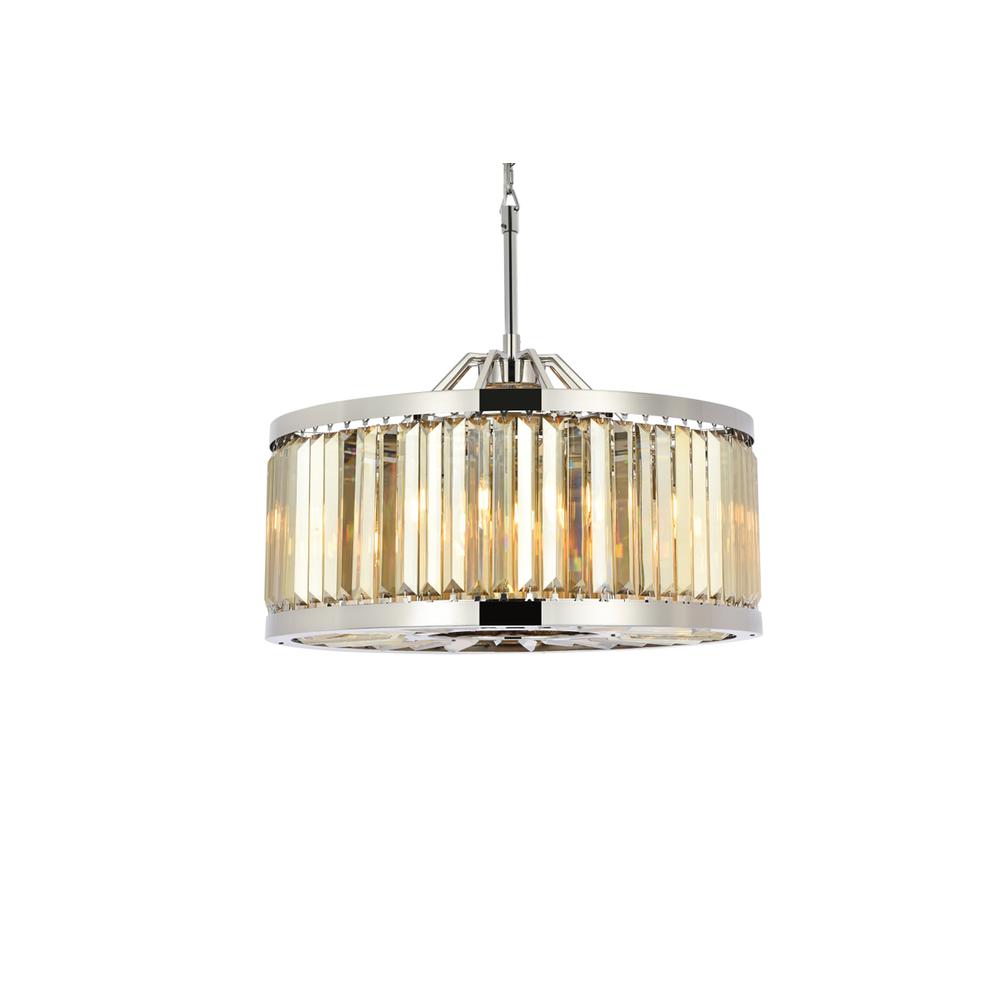 Chelsea 8 light polished nickel Chandelier Golden Teak (Smoky) Royal Cut Crystal. Picture 2