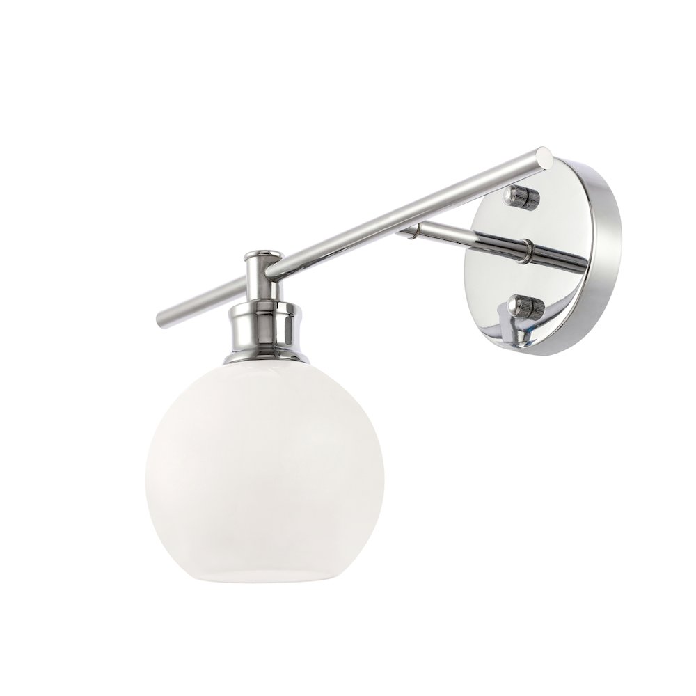 Collier 1 Light Chrome And Frosted White Glass Left Wall Sconce. Picture 6