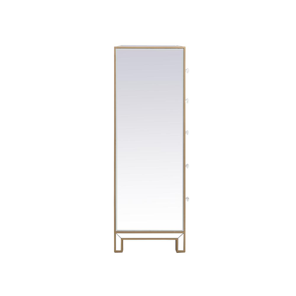 34 inch mirrored five drawer cabinet in gold. Picture 9
