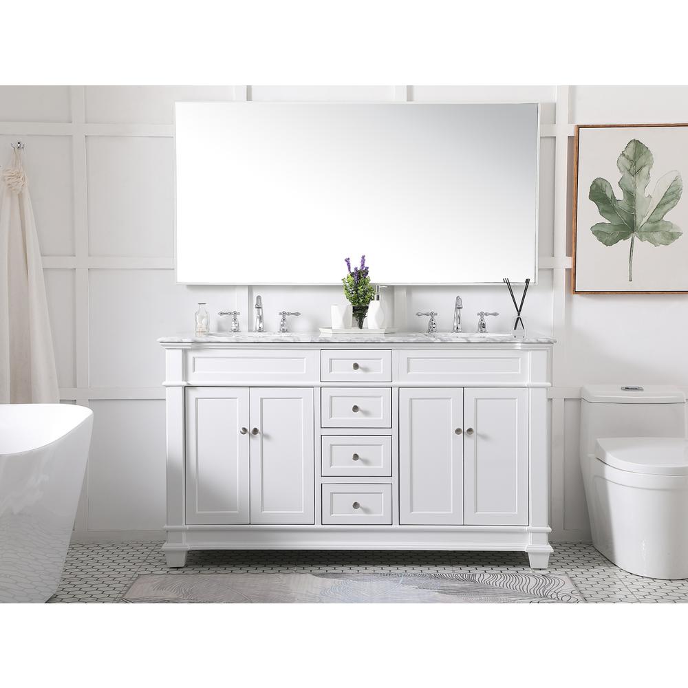60 inch Double Bathroom Vanity set in White. Picture 4
