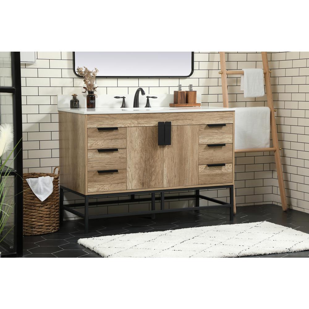 48 inch Single bathroom vanity in natural oak with backsplash. Picture 2
