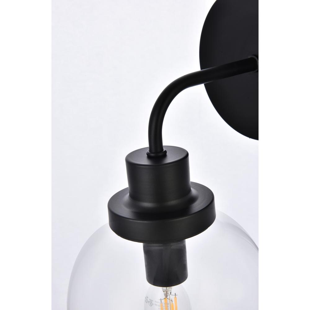 Hanson 1 light bath sconce in black with clear shade. Picture 4