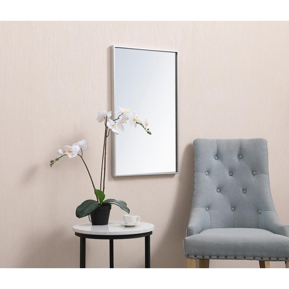 Metal frame rectangle mirror 18x28 inch in silver. Picture 2