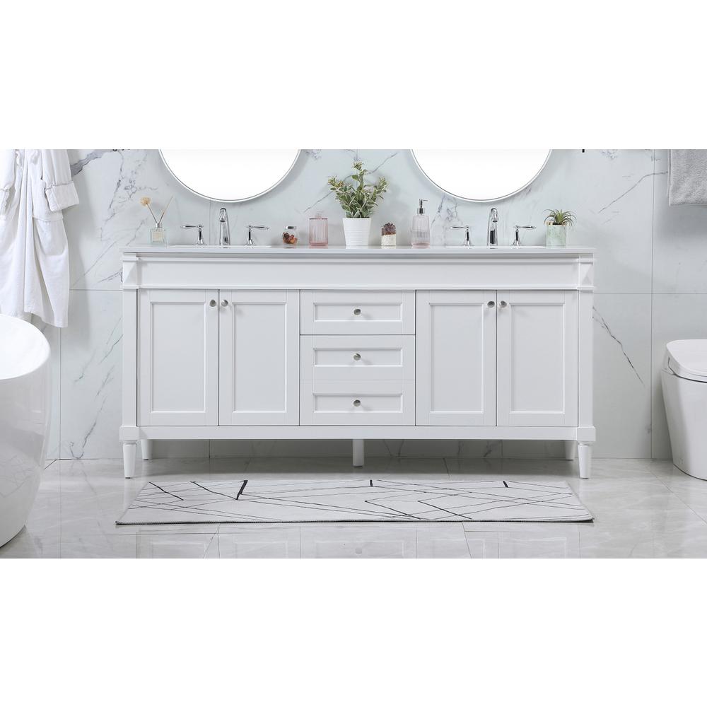 72 inch double bathroom vanity in white. Picture 14