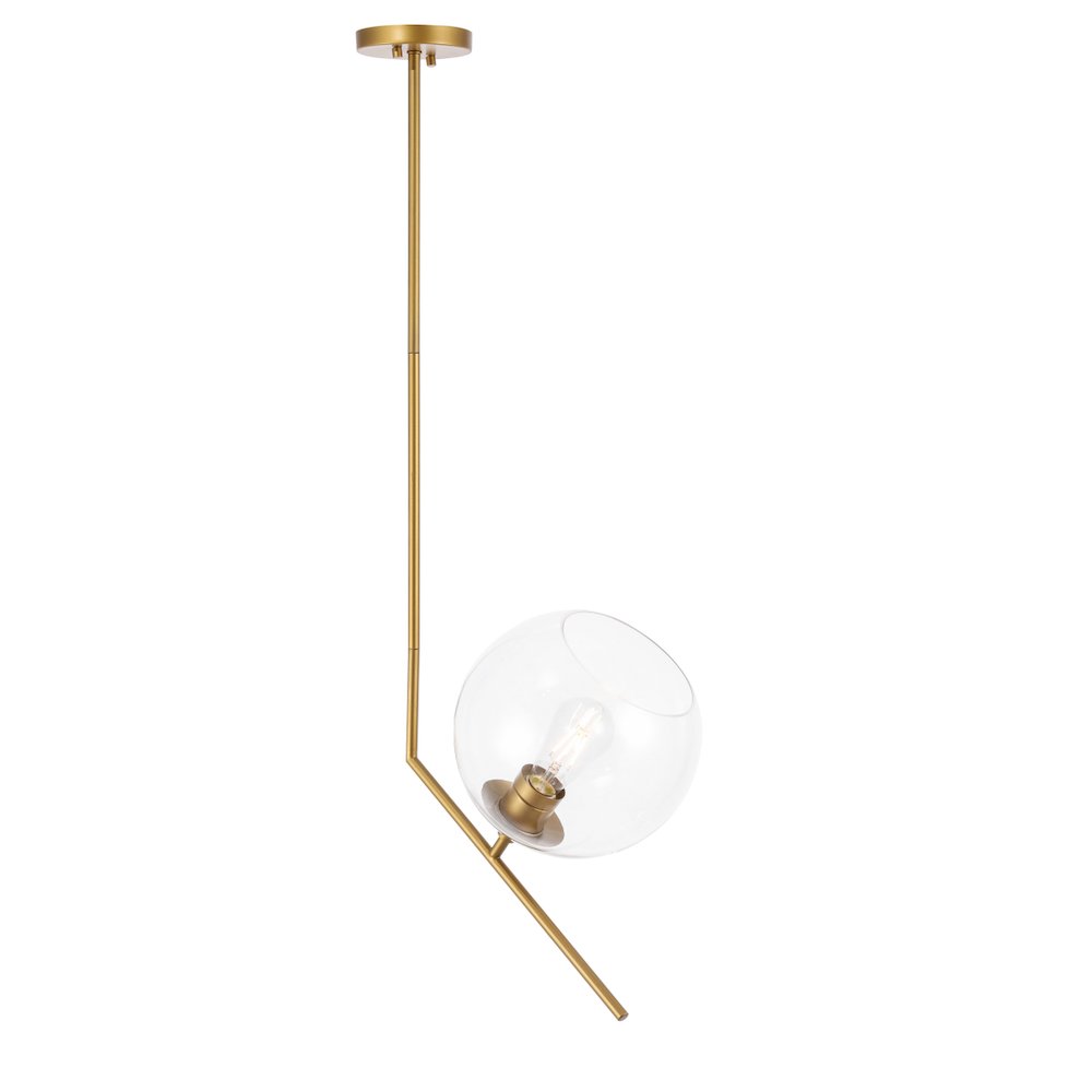 Ryland 1 Light Brassand Clear Glass Pendant. Picture 6