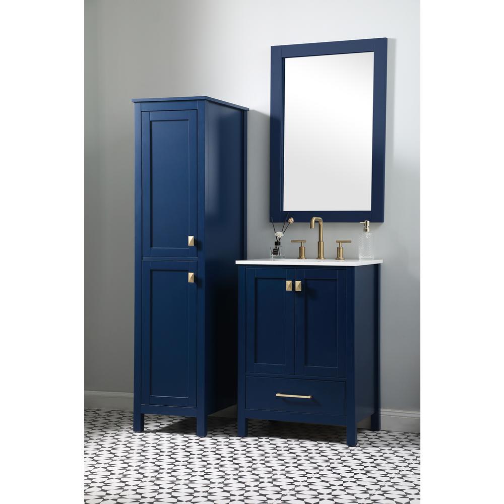 16 Inch Wide Bathroom Linen Storage Freestanding Cabinet In Blue. Picture 9