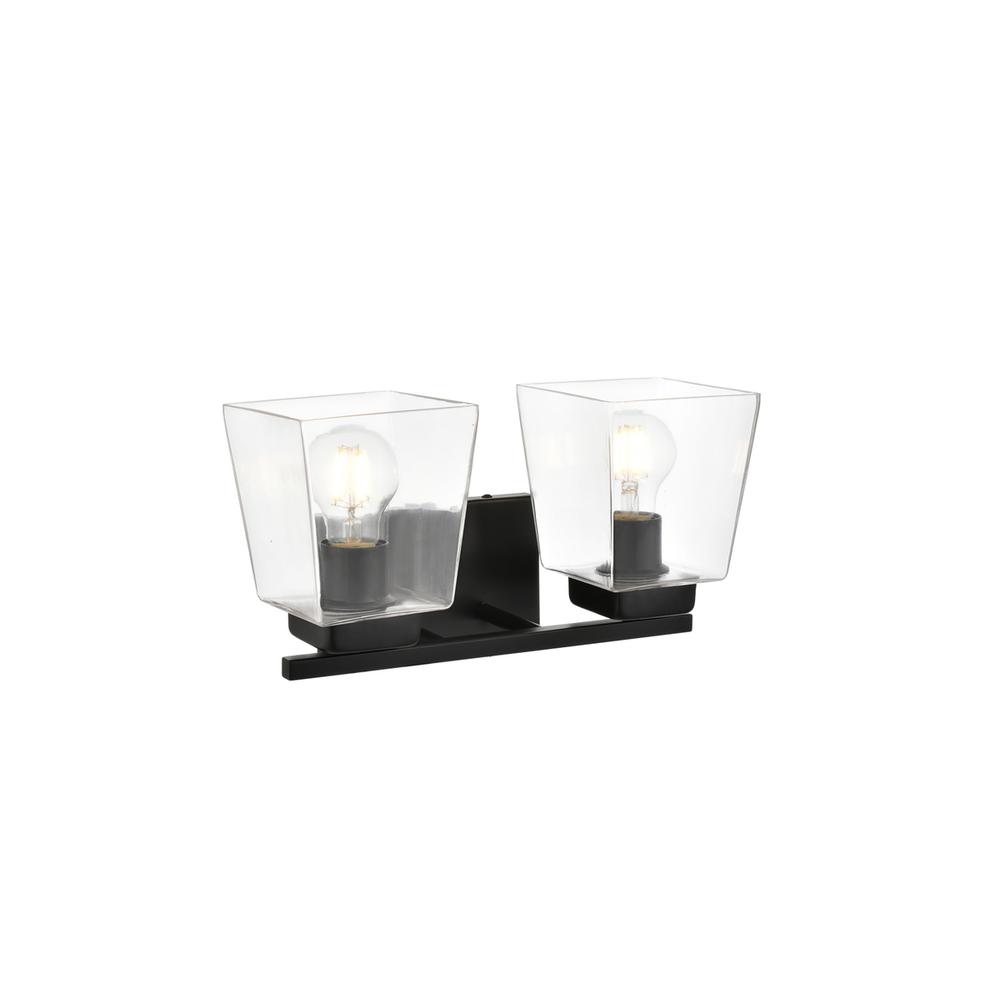 Merrick 2 light Black and Clear Bath Sconce. Picture 3