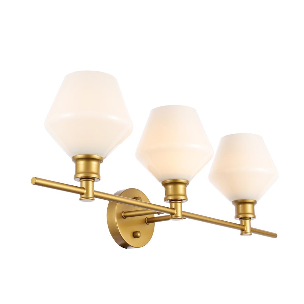 Gene 3 light Brass and Frosted white glass Wall sconce. Picture 7
