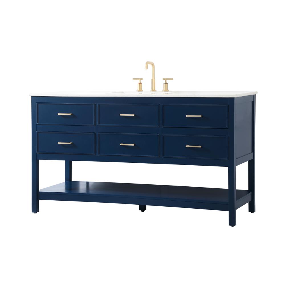 60 inch Single bathroom vanity in blue. Picture 7