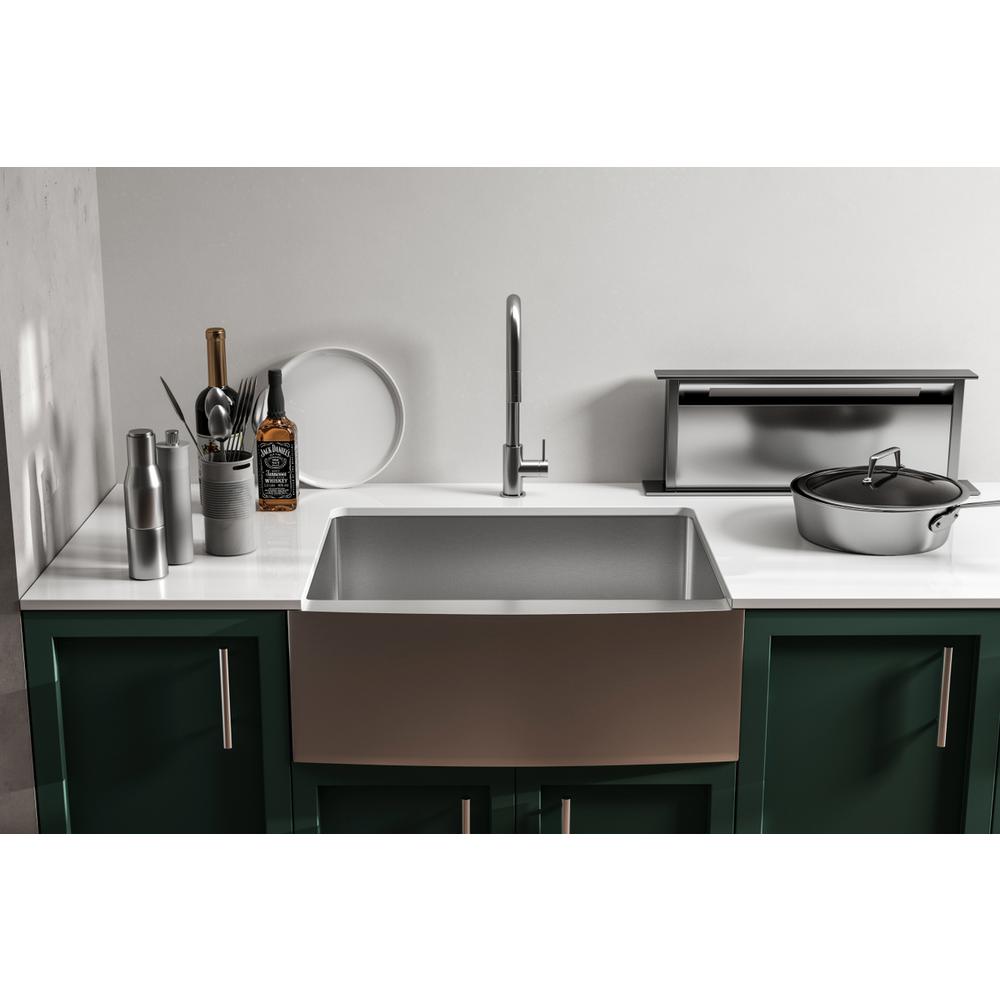 Stainless Steel farmhouse kitchen sink L27'' x W22'' x H10". Picture 2