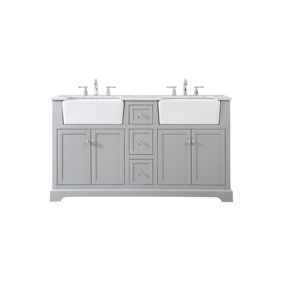 60 inch double bathroom vanity in grey. Picture 1