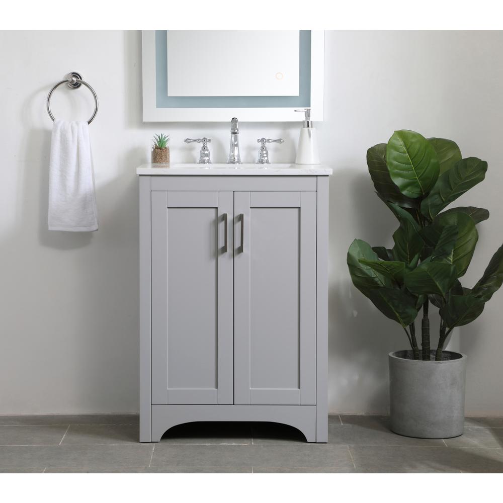 24 inch Single Bathroom Vanity in Grey. Picture 14
