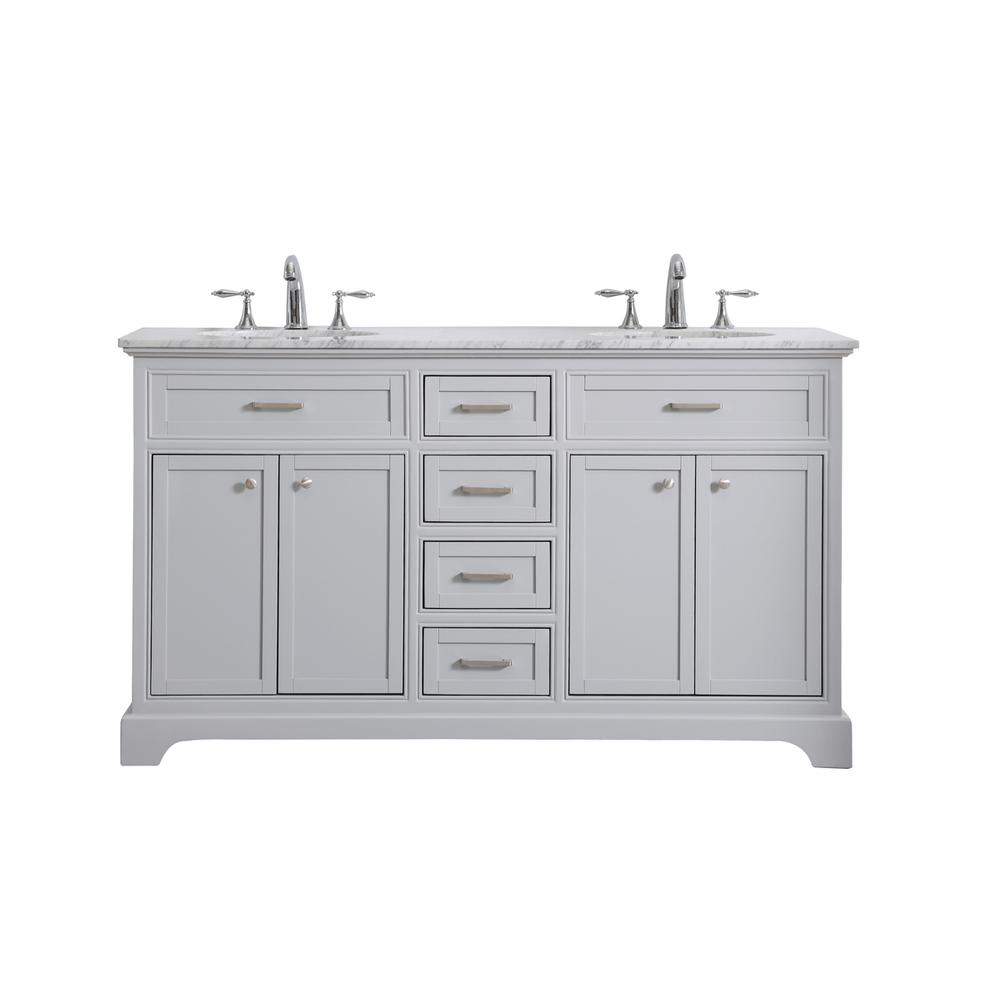 60 In. Double Bathroom Vanity Set In Light Grey. Picture 1