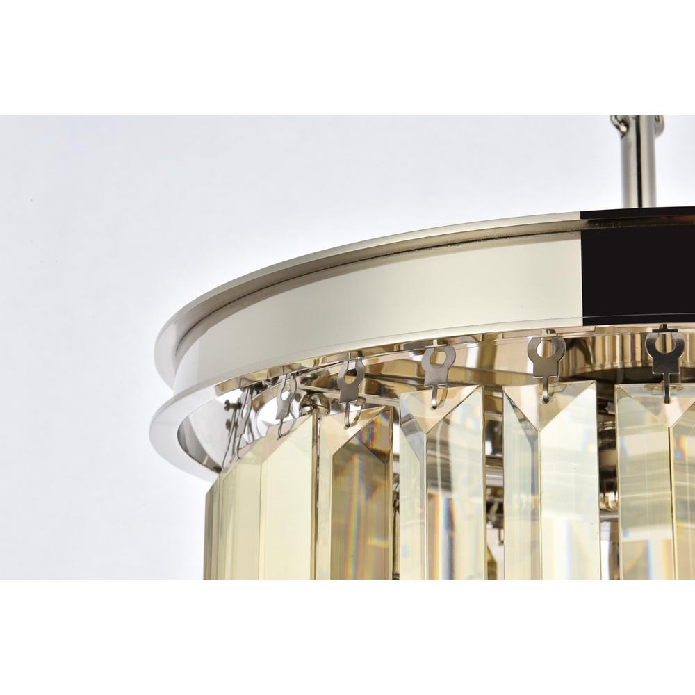 Sydney 3 light polished nickel Pendant Golden Teak (Smoky) Royal Cut Crystal. Picture 5