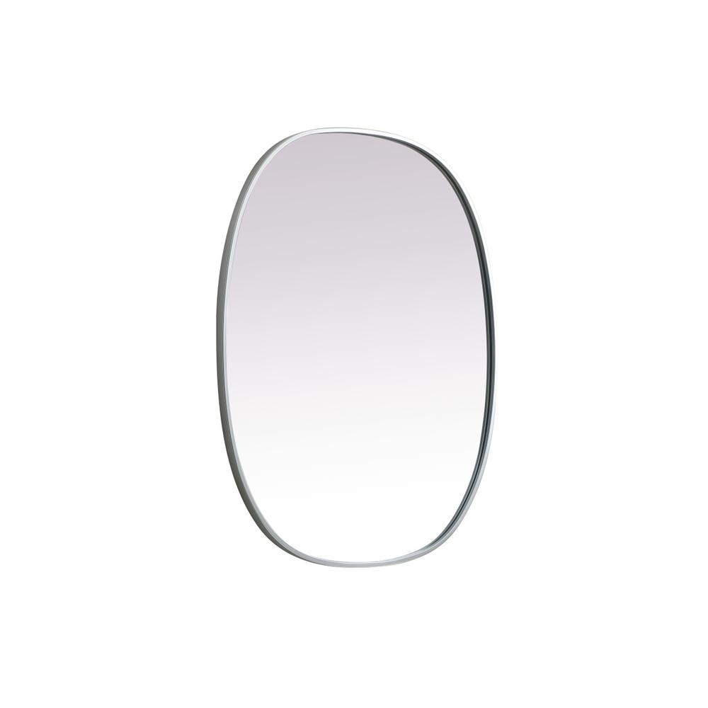 Metal Frame Oval Mirror 30x36 Inch in Silver. Picture 7