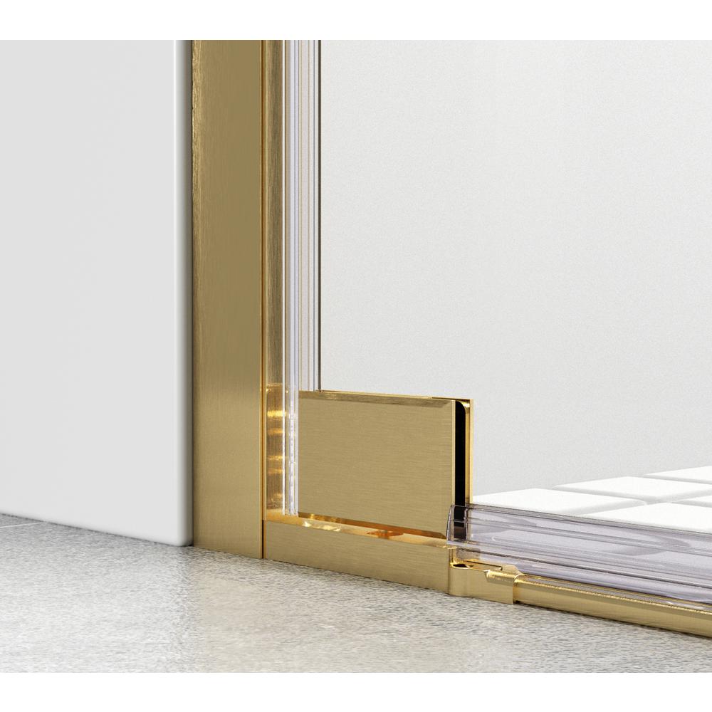 Semi-frameless hinged shower door 48 x 72 Brushed Gold. Picture 9