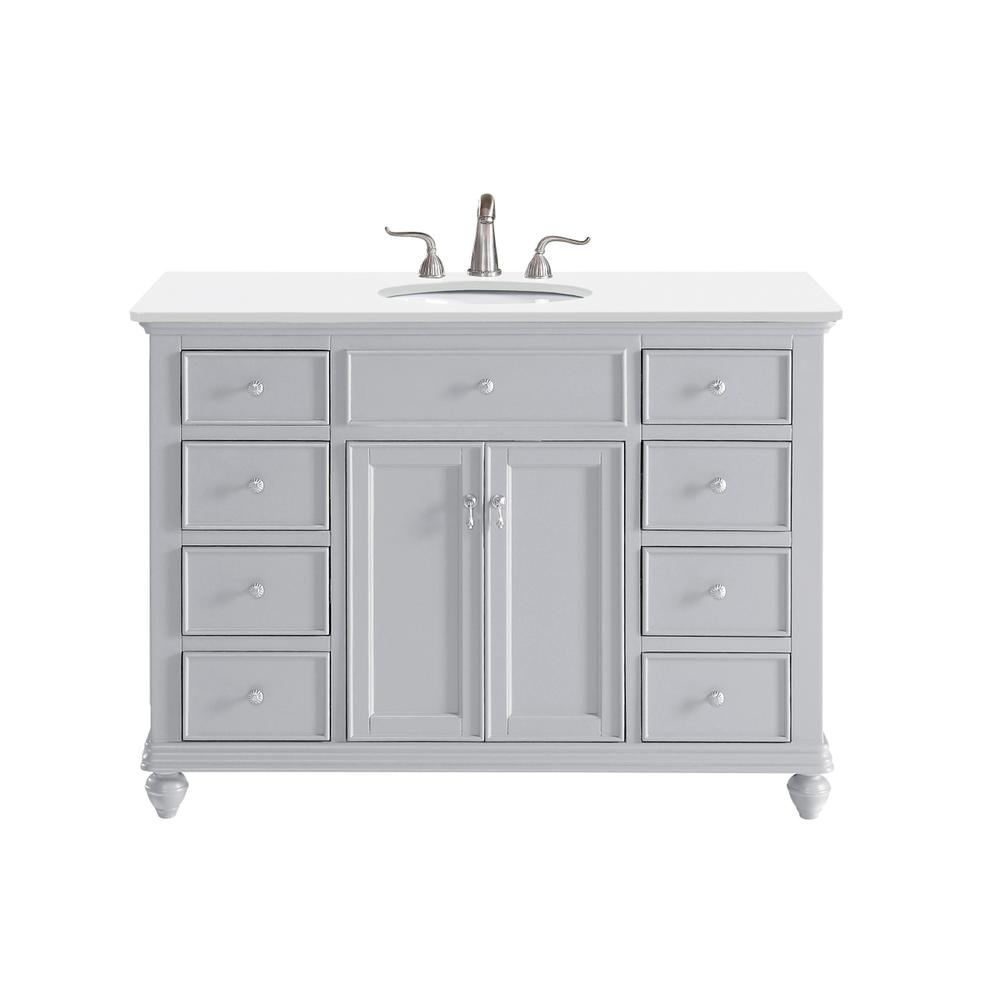 48 inch Single Bathroom vanity in Light Grey with ivory white engineered marble. Picture 1