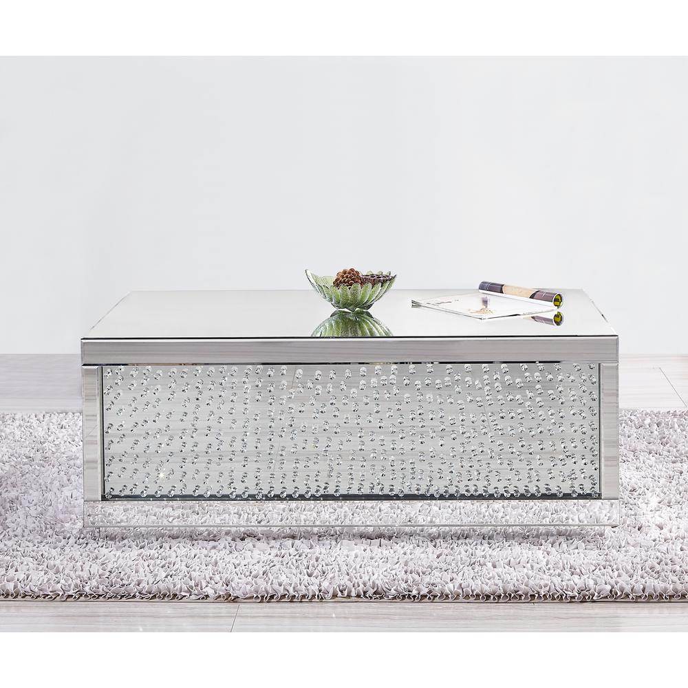 48 inch Rectangle Crystal Coffee Table In Clear Mirror Finish. Picture 9