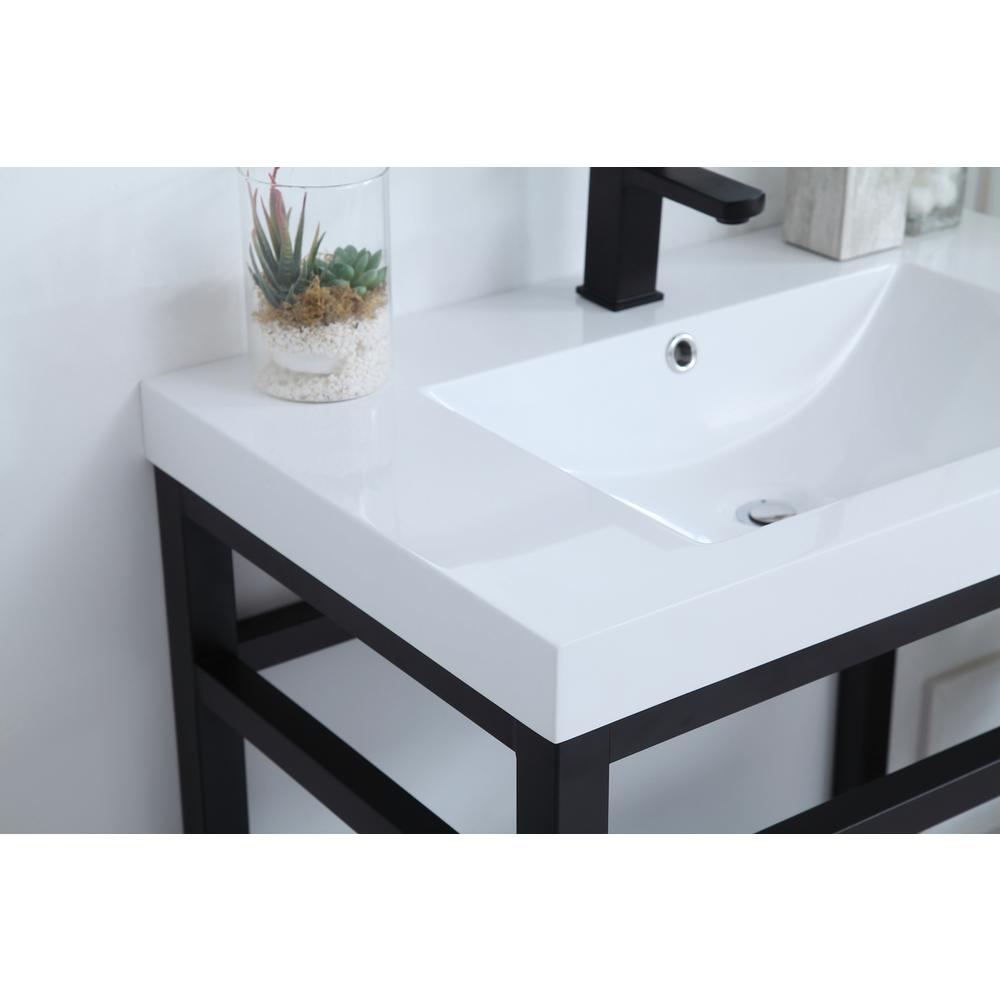 30 inch Single Bathroom Metal Vanity in Black. Picture 3