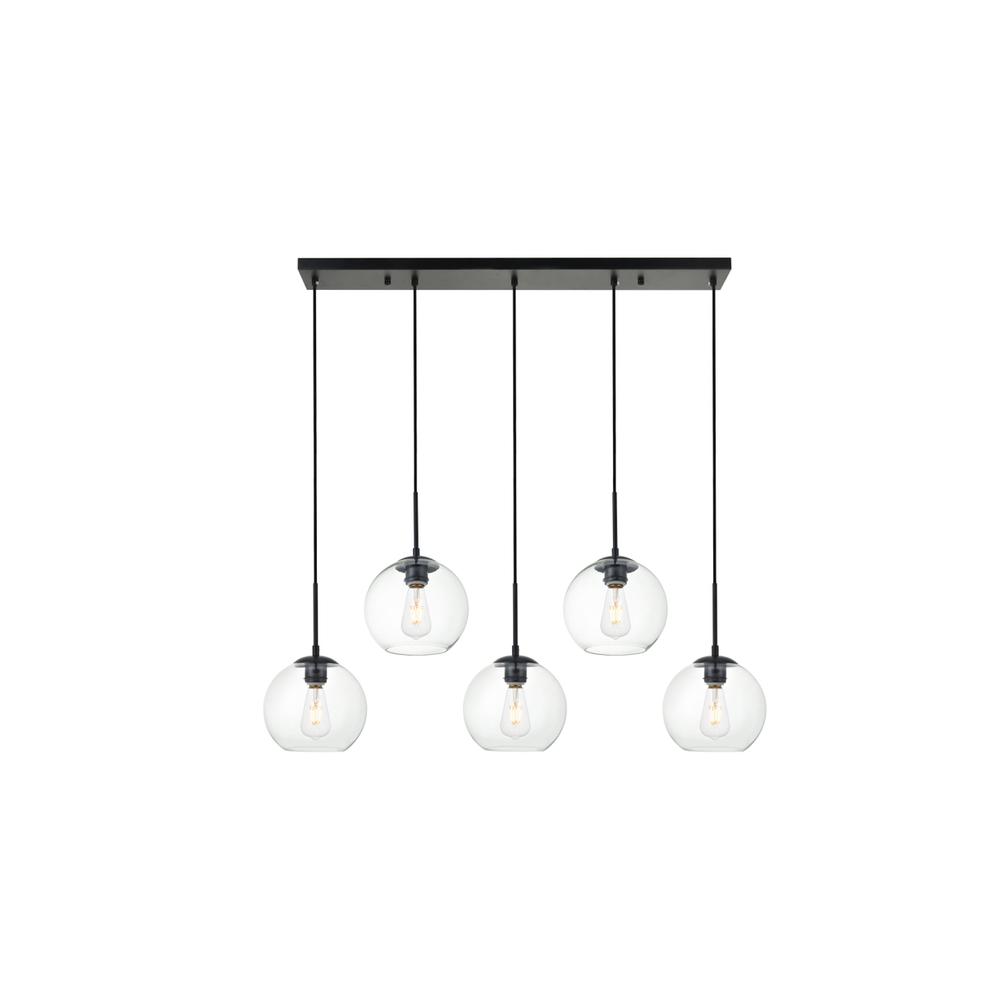 Baxter 5 Lights Black Pendant With Clear Glass. Picture 1
