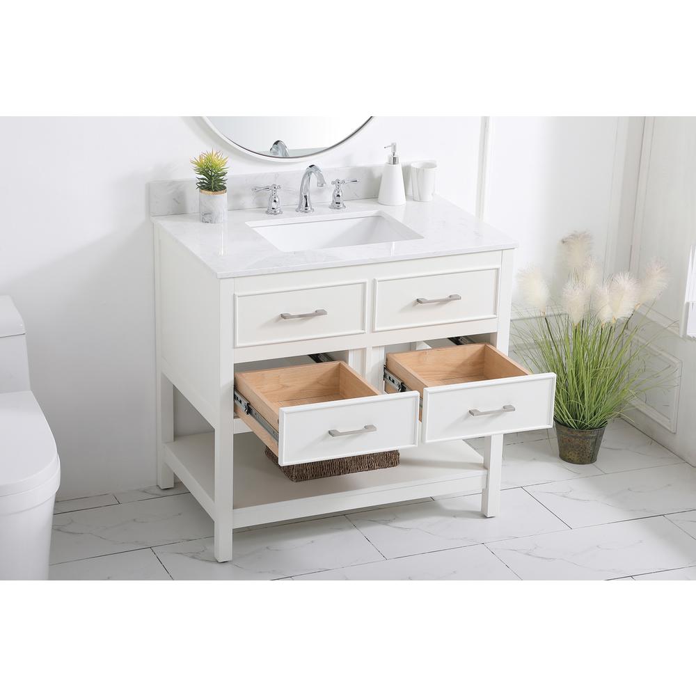 36 inch Single bathroom vanity in white with backsplash. Picture 3