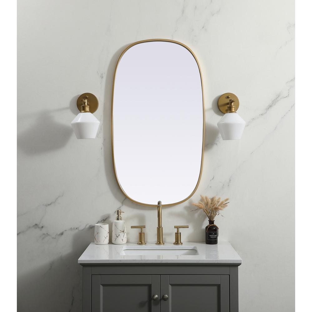 Metal Frame Oval Mirror 20x36 Inch in Brass. Picture 11