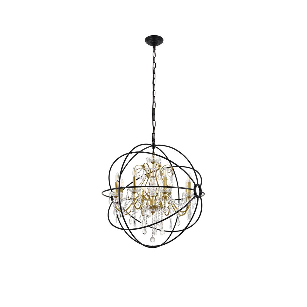 Cordelia 8 Light Black and Gold Crystal Pendant. Picture 7